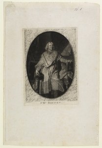 J.B. Bossuet (ganze Figur), graviert von Jean-Baptiste de Grateloup von Hyacinthe Francois Rigaud
