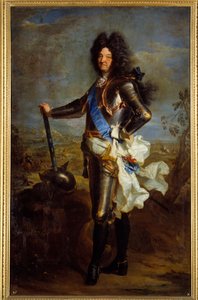 Ganzkörperporträt von Ludwig XIV. in Rüstung (1630-1715). Gemälde von Hyacinthe Rigaud (1659-1743)