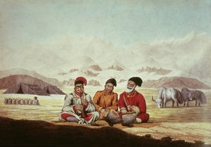 Drei Musiker in Tibet