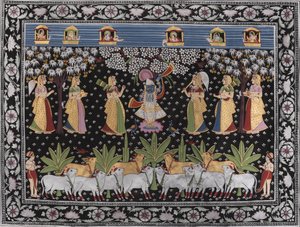 Krishna, Gopis und Kühe
