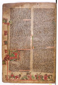 Historiierte Initiale D am Anfang der Saga von Olaf Tryggvason, aus Flateyjarbok (Das Buch von Flatey) spätes 14. Jahrhundert von Icelandic School