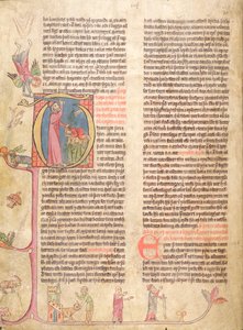 Historiierte Initiale P, die das Opfer Abrahams darstellt, aus Stjorn (Regierung) von Icelandic School