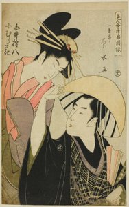 Shirai Gonpachi und Komurasaki, aus der Serie "Schönheiten in Joruri-Rollen" von Ichirakutei Eisui