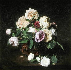 Rosen in einem Korb auf einem Tisch