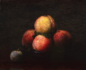 Stillleben mit Pfirsichen und Pflaumen