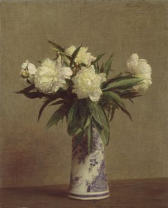 Pfingstrosen in einer blau-weißen Vase, 1872