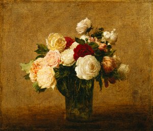 Rosen in einer Glasvase; Roses dans un Vase de Verre von Ignace Henri Jean Fantin Latour