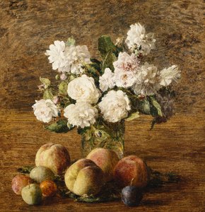 Stillleben: Rosen und Früchte