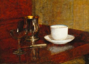 Stillleben mit einem Glaspokal; Nature Morte au Verre et Tasse, 1961 von Ignace Henri Jean Fantin Latour