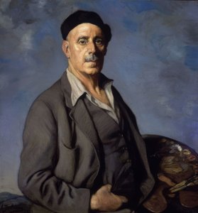 Selbstporträt mit blauem Hintergrund – 1942 – Öl auf Leinwand – 90 × 85 cm von Ignacio Zuloaga y Zabaleta