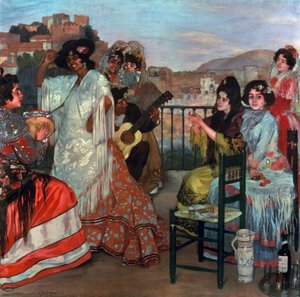 Gitarre spielen auf dem Balkon, ca. 1903