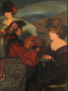 Spanische Frauen und eine englische Frau auf dem Balkon, 1900er von Ignacio Zuloaga y Zabaleto