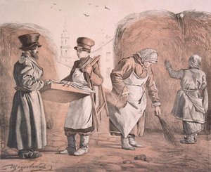 Straßenhändler von Pasteten und Kutscher aus der Serie Das sind unsere Leute, 1842