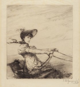 Ohne Titel (Frau fährt Kutsche) von Ignaz Marcel Gaugengigl