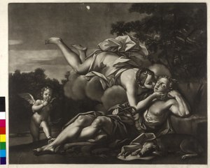 Selene und Endymion (Mezzotinto von Ignatius Unterberger) von Ignaz Unterberger