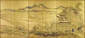 Landschaft mit Turm, ca. 1750 von Ike no Taiga