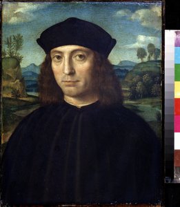 Porträt eines Mannes. Gemälde von Francesco Raibolini genannt il Francia (1450-1518) Puschkin-Museum, Moskau von Il  Francia