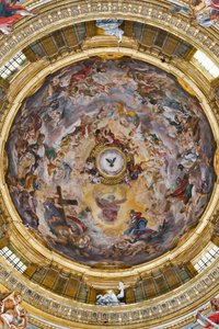 Paradies, das Jesus preist, und die Pendentifs mit Propheten, Evangelisten und Kirchenlehrern von Il  Baciccio