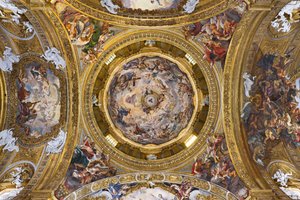 Paradies, das Jesus preist, und die Pendentifs mit Propheten, Evangelisten und Kirchenlehrern von Il  Baciccio