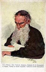 Leo Tolstoi bei der Arbeit von Repin