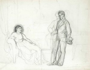 Adelina Patti (1843-1919) als Violetta in der Oper La traviata von Giuseppe Verdi von Repin, Ilya Yefimovich (1844-1930), Ende 1860er-Jahre - Anfang 1870er-Jahre - Bleistift auf Papier - Konstantinpalast, St. Petersburg