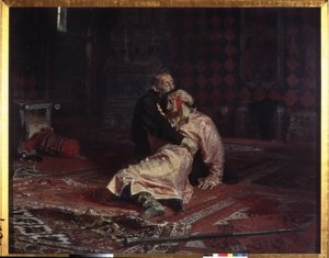 Iwan IV. der Schreckliche umarmt seinen sterbenden Sohn Iwan Iwanowitsch von Ilya Efimovich Repin