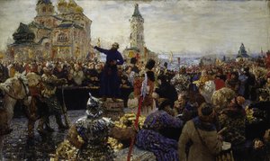 Kuzma Minin ruft das Volk von Nischni Nowgorod im Jahr 1611 auf von Ilya Efimovich Repin