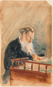 Porträt des Schriftstellers Leo N. Tolstoi (1828-1910) - Ilya Jefimowitsch Repin, Aquarell auf Papier, ca. 1900 - Private Sammlung von Ilya Efimovich Repin