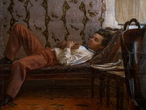 Studenten bereiten sich auf eine Prüfung vor (Detail) von Ilya Efimovich Repin