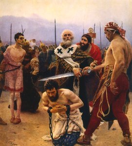 St. Nikolaus rettet drei Unschuldige vor der Hinrichtung, um 1888 von Ilya Efimovich Repin