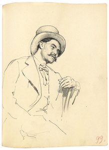 Studie für "Ein Pariser Café": Sitzender Mann mit Hut, ca. 1872-1875