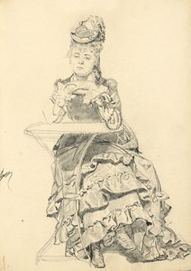 Frau, die an einem Cafétisch sitzt, ca. 1872-1875 von Ilya Efimovich Repin