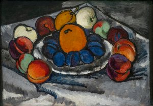 Stillleben. Früchte in einer Schale von Ilya Ivanovich Mashkov