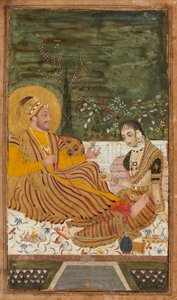 Ali Adil Shah II. von Bijapur mit einer Frau