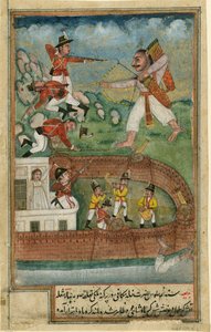 Indische Dämonen greifen Fort an, das von europäischen Truppen verteidigt wird, ca. 1790 von Indian Art