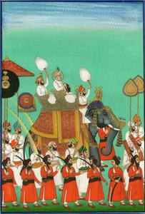 Radscha von Jodhpur reitet auf einem Elefanten, ca. 1780