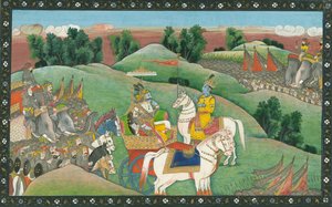 Der Dialog zwischen Lord Krishna und Arjuna, um 1830 von Indian Art