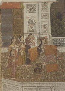 Porträt einer Prinzessin, die Musik genießt, Krishnagar, Westbengalen von Indian School