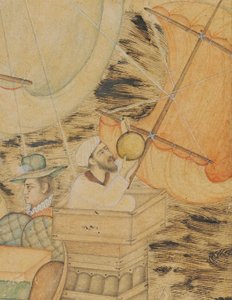 Eine Karavelle, die von einem Seeungeheuer angegriffen wird, Mughal Indien, ca. 1590 von Indian School