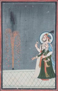 Ein Raja und Rani beobachten Feuerwerk, ca. 1815 von Indian School