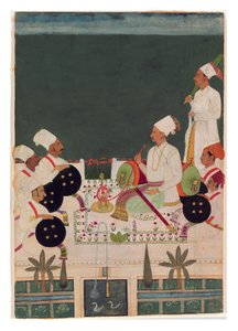 Ein Rathore-Häuptling mit seinen Verwandten, ca. 1700 von Indian School