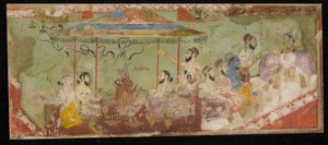 Eine Opferzeremonie, Albumblatt mit Malerei, ca. 1690 von Indian School