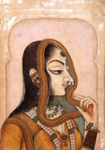 Eine schöne Frau, eingerahmt von einem Bogen, ca. 1800 von Indian School
