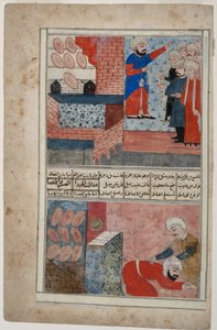 Eine Gruppe von Männern vor einer Bäckerei, 1567-99 von Indian School