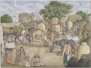 Straßenszene im Dorf Raniya, ca. 1816-20 von Indian School