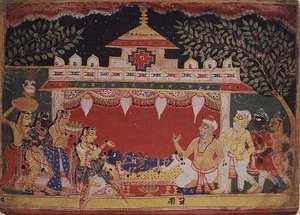 Anbetung des kleinen Krishna aus einem verstreuten 