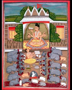 Tieropfer zu Ehren einer Gottheit von Indian School