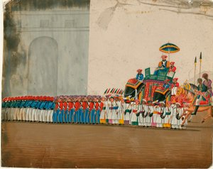 Indische Kunst: Der Sultan auf seinem Elefanten von Indian School