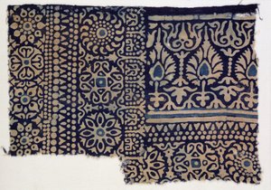 Blockbedrucktes Textilfragment, indisch