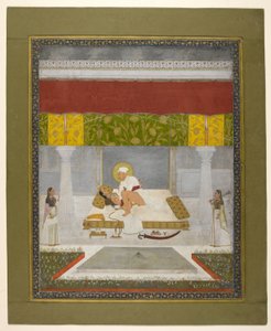 Chitarman II (Kalyan Das), Muhammad Shah beim Liebesspiel, ca. 1735 von Indian School